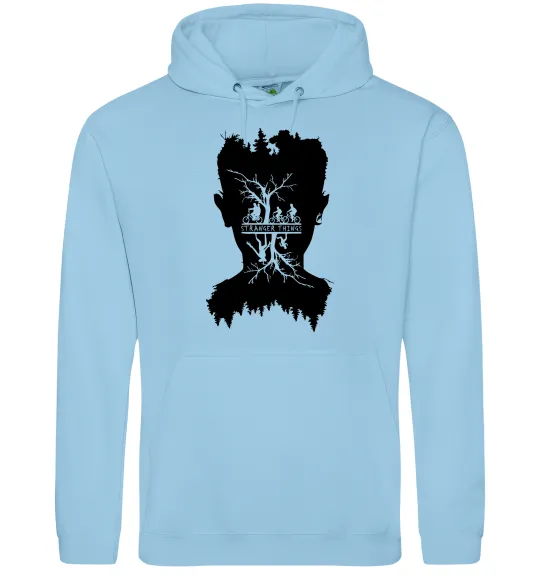 Мужская толстовка (худи) Stranger things dark forest Голубой фото
