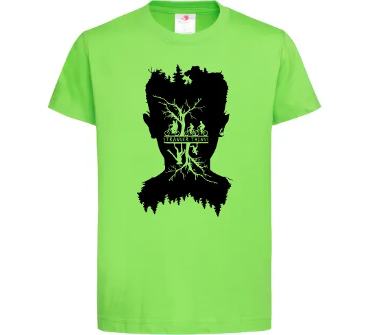 Дитяча футболка Stranger things dark forest Лаймовий фото