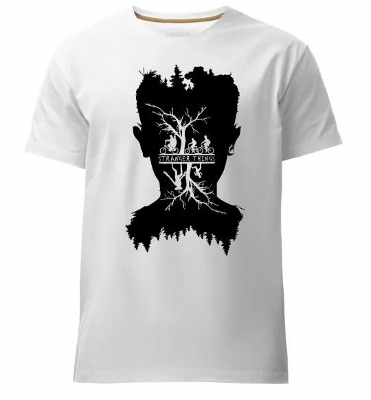 Чоловіча преміум футболка Stranger things dark forest Білий фото