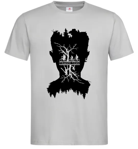 Мужская футболка Stranger things dark forest Серый фото