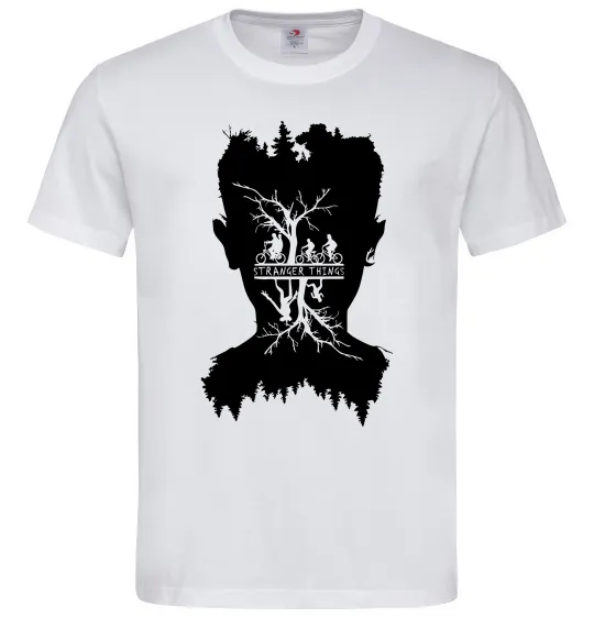 Мужская футболка Stranger things dark forest Белый фото
