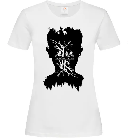 Жіноча футболка Stranger things dark forest Білий фото