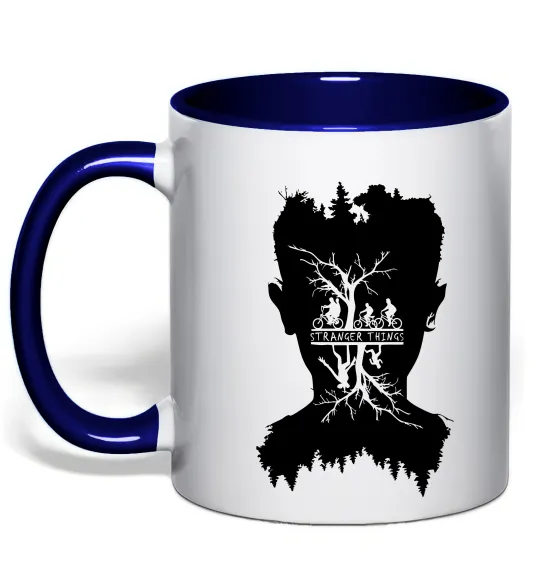 Чашка з кольоровою ручкою Stranger things dark forest Глибокий темно-синій фото