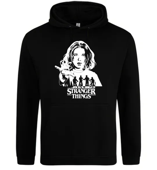 Мужская толстовка (худи) Stranger things Eleven Черный фото