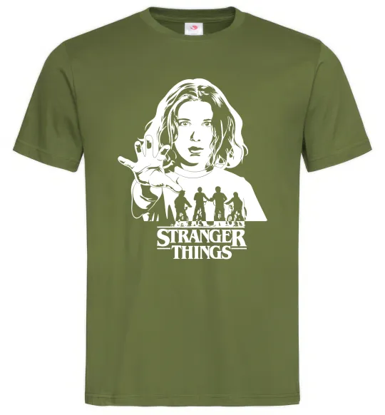 Мужская футболка Stranger things Eleven Оливковый фото