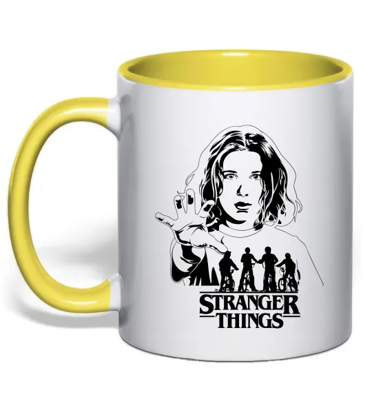 Чашка с цветной ручкой Stranger things Eleven Солнечно желтый фото