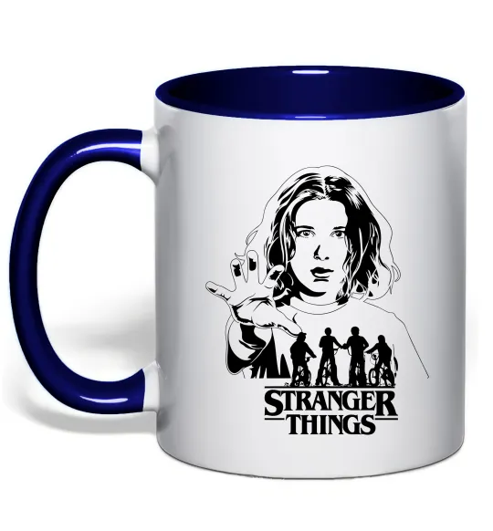 Чашка с цветной ручкой Stranger things Eleven Глубокий темно-синий фото