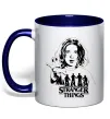 Чашка с цветной ручкой Stranger things Eleven Глубокий темно-синий фото