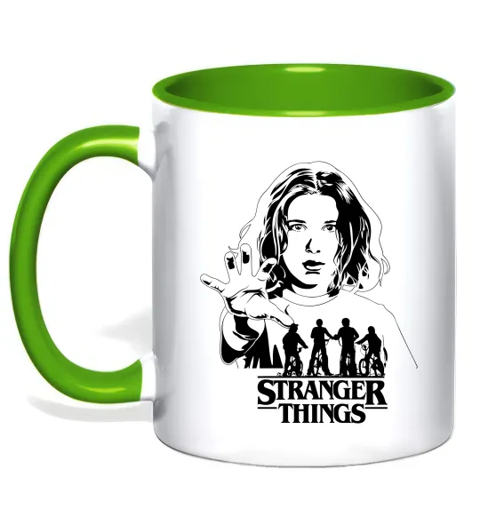 Чашка с цветной ручкой Stranger things Eleven Зеленый фото