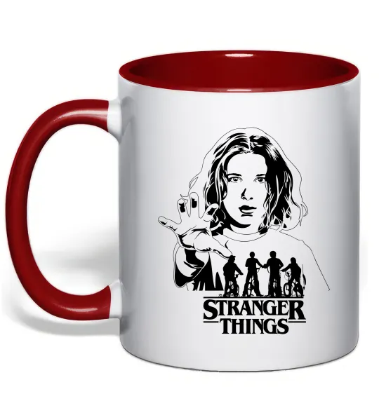 Чашка с цветной ручкой Stranger things Eleven Красный фото