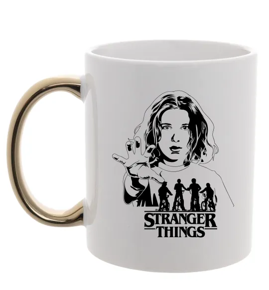Чашка с цветной ручкой Stranger things Eleven Золото фото