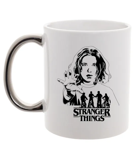Чашка с цветной ручкой Stranger things Eleven Серебро фото
