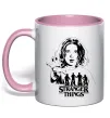 Чашка с цветной ручкой Stranger things Eleven Нежно розовый фото