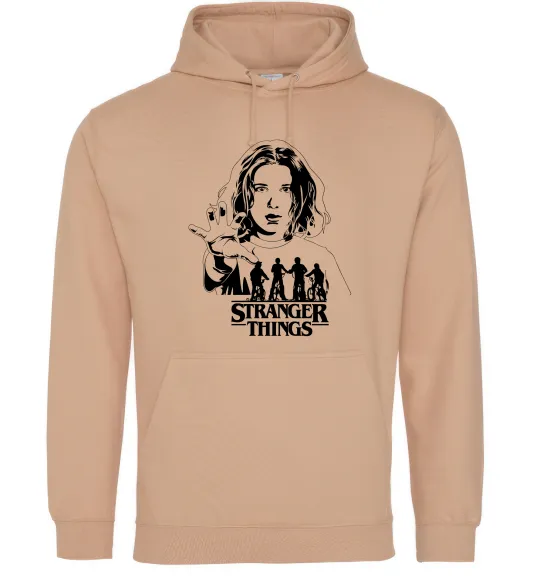 Мужская толстовка (худи) Stranger things Eleven Песочный фото