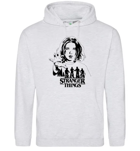 Женская толстовка (худи) Stranger things Eleven Серый меланж фото