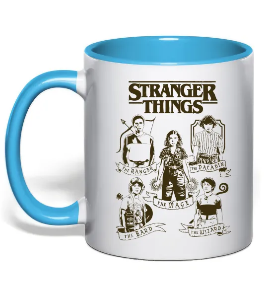 Чашка с цветной ручкой Stranger Things fairy Голубой фото