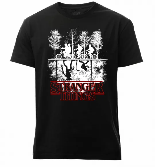 Мужская премиум футболка Stranger things other side Черный фото