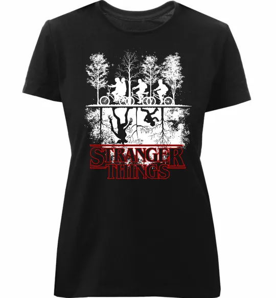 Жіноча преміум футболка Stranger things other side Чорний фото