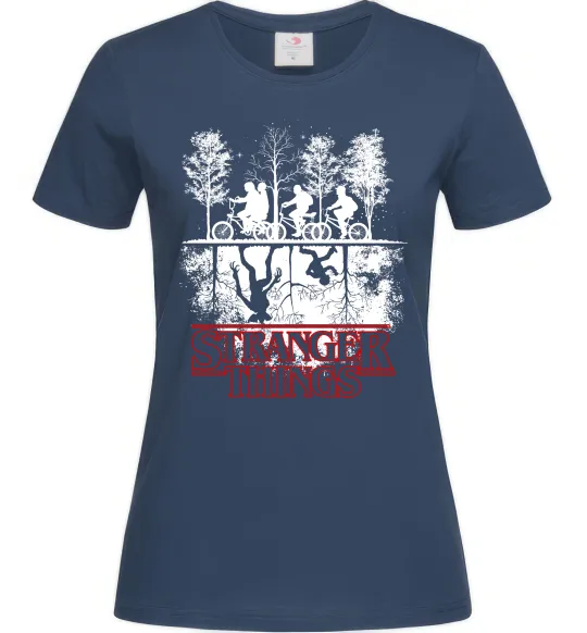 Жіноча футболка Stranger things other side Темно-синій фото