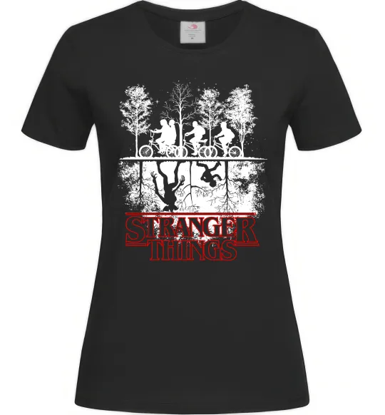 Жіноча футболка Stranger things other side Чорний фото