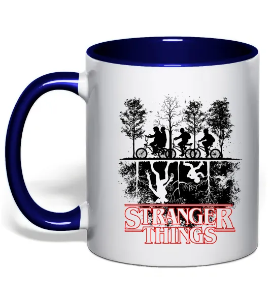 Чашка с цветной ручкой Stranger things other side Глубокий темно-синий фото