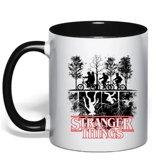 Чашка с цветной ручкой Stranger things other side Черный фото