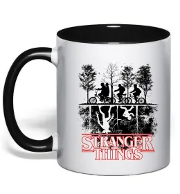 Чашка с цветной ручкой Stranger things ABCD Черный фото