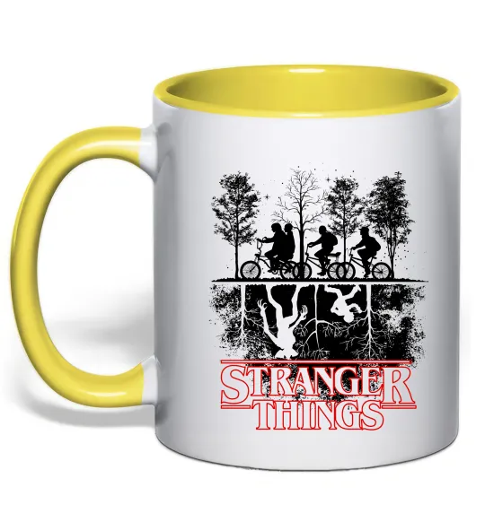 Чашка з кольоровою ручкою Stranger things other side Лимонний фото