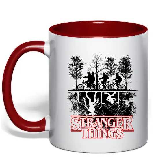 Чашка с цветной ручкой Stranger things other side Красный фото