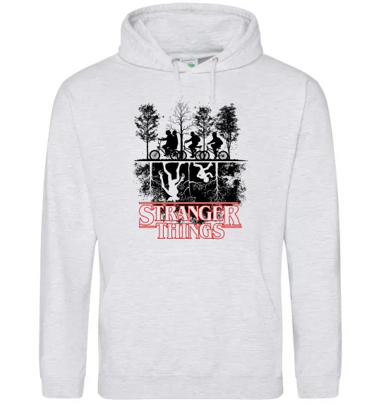 Мужская толстовка (худи) Stranger things other side Серый меланж фото
