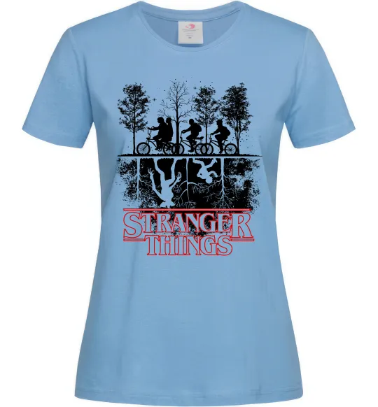 Жіноча футболка Stranger things other side Блакитний фото