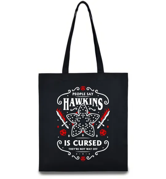 Эко-сумка Hawkins is cursed Stranger things Черный фото