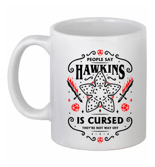 Чашка керамическая Hawkins is cursed Stranger things Белый фото