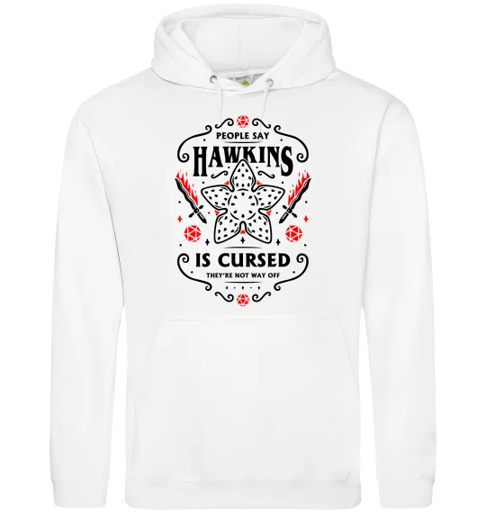 Женская толстовка (худи) Hawkins is cursed Stranger things Белый фото