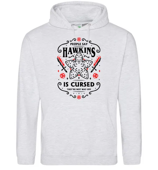 Женская толстовка (худи) Hawkins is cursed Stranger things Серый меланж фото
