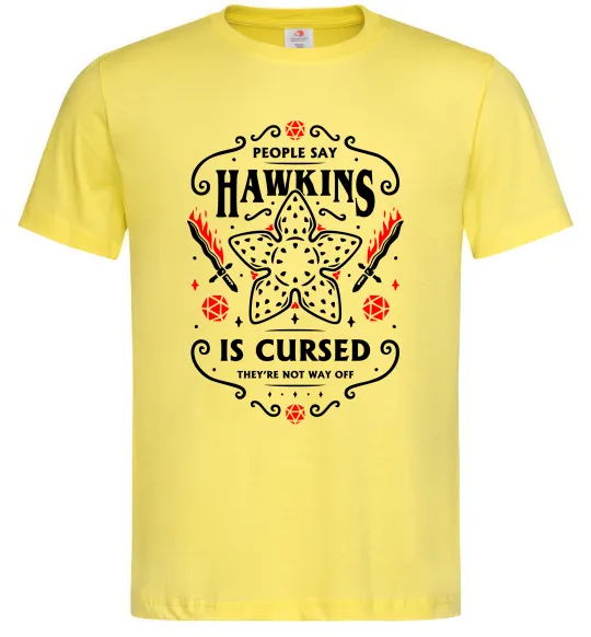 Мужская футболка Hawkins is cursed Stranger things Лимонный фото