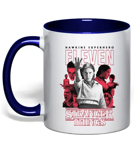 Чашка с цветной ручкой Hawkins is superhero Глубокий темно-синий фото