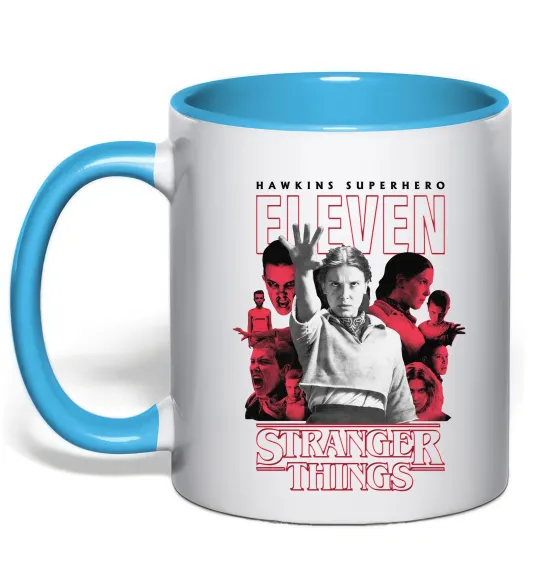 Чашка с цветной ручкой Hawkins is superhero Голубой фото