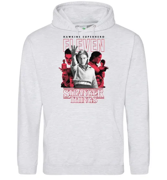 Женская толстовка (худи) Hawkins is superhero Серый меланж фото