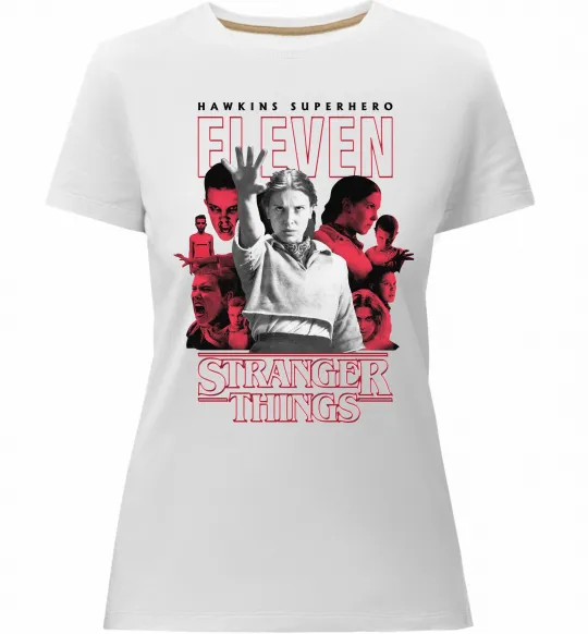 Жіноча преміум футболка Hawkins is superhero Білий фото