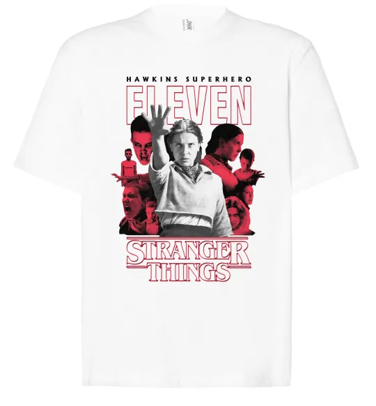 Футболка Оверсайз Hawkins is superhero Білий фото