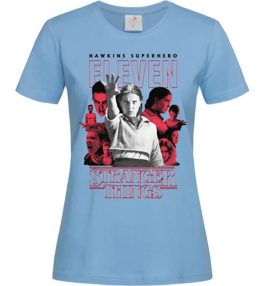 Жіноча футболка Hawkins is superhero Блакитний фото