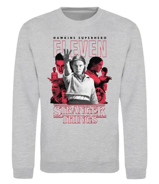 Свитшот Hawkins is superhero Серый меланж фото