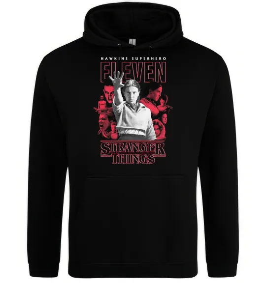 Женская толстовка (худи) Hawkins is superhero Черный фото
