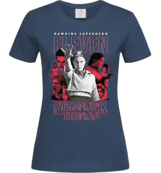 Жіноча футболка Hawkins is superhero Темно-синій фото