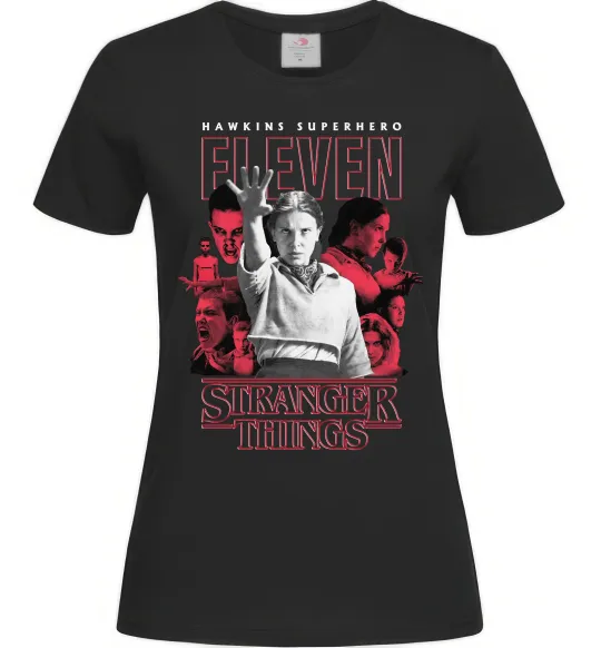 Жіноча футболка Hawkins is superhero Чорний фото