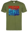 Мужская футболка Strangers Thing on bike Оливковый фото