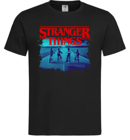 Мужская футболка Strangers Thing on bike Черный фото