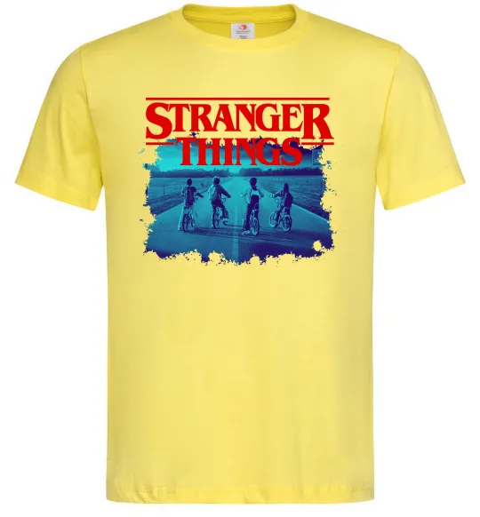 Мужская футболка Strangers Thing on bike Лимонный фото