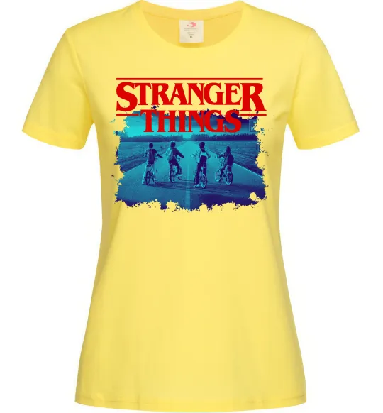 Жіноча футболка Strangers Thing on bike Лимонний фото